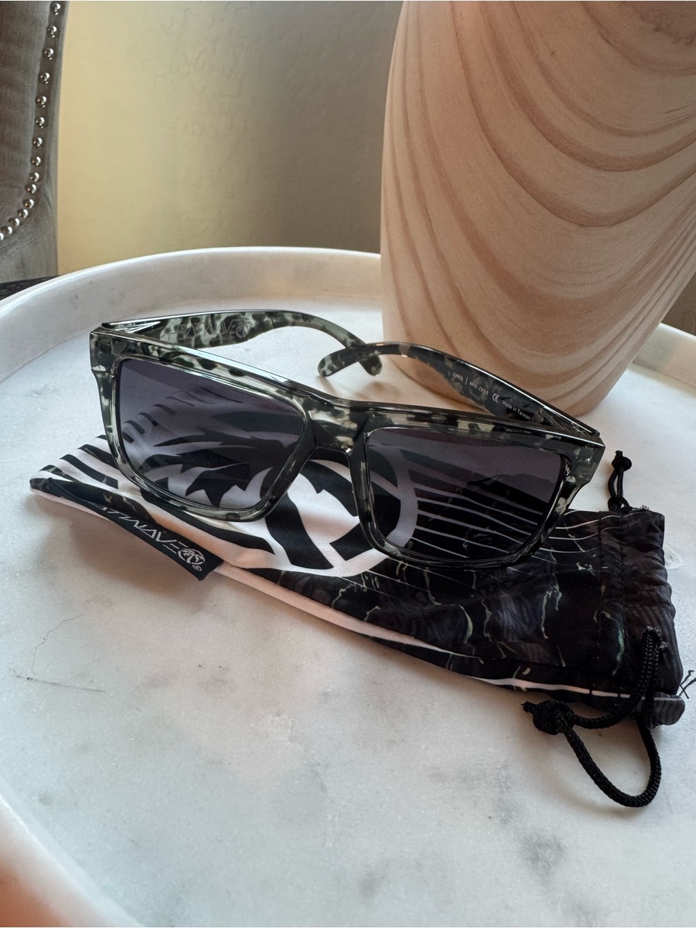 Gray Marbled Square Sunglasses - Unbranded